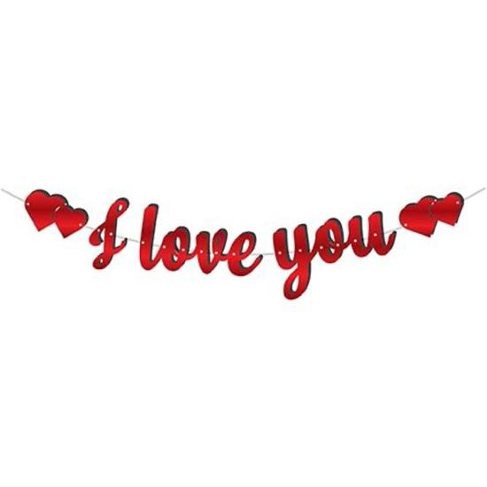 I Love You Yazılı Kaligrafi Banner