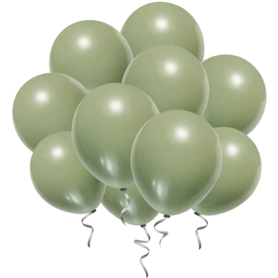 Baskısız Lateks Balon Küf Yeşili - 5  Adet
