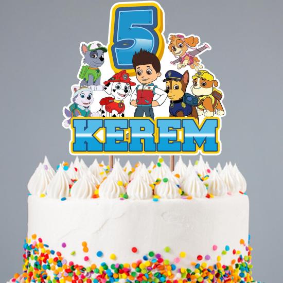Kişiye Özel Paw Patrol Konaepti Pasta Süsü Seti