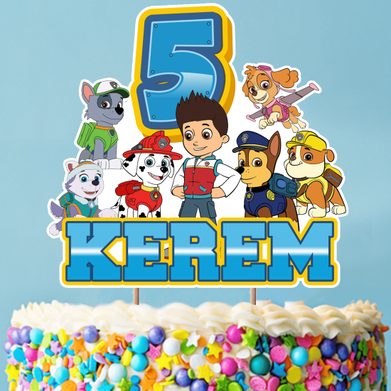 Kişiye Özel Paw Patrol Konaepti Pasta Süsü Seti