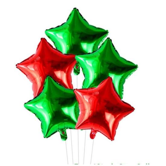 Yıldız 5’li Folyo Balon Seti Kırmızı Yeşil