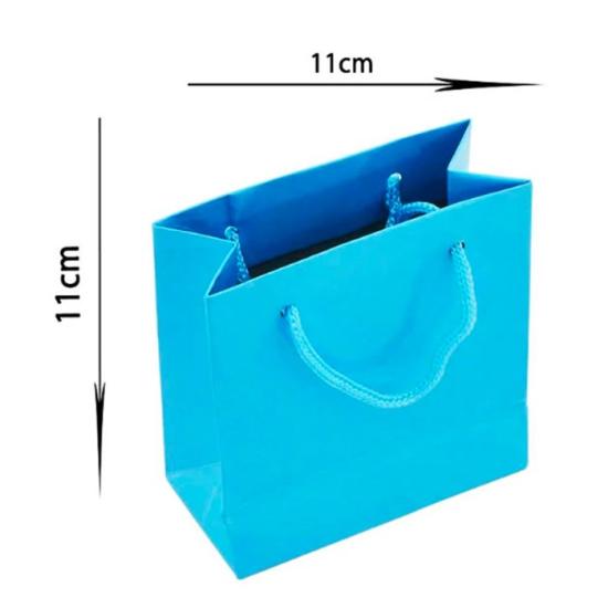 Mavi Temalı Hediyelik Karton Çanta - 11 cm x 11 cm