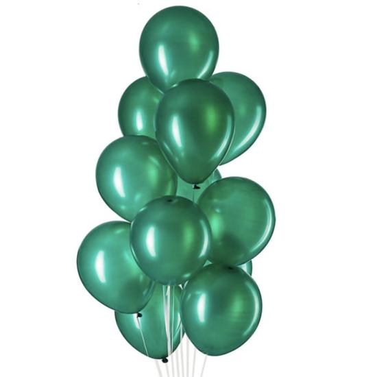 Metalik Koyu Yeşil Baskısız Lateks Balon - 5 Adet