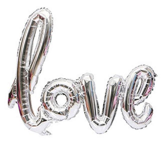Gümüş Love Yazılı Folyo Balon