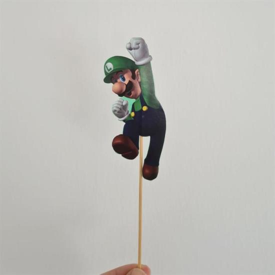 Super Mario Luigi Konsepti Çubuklu Maket Süs