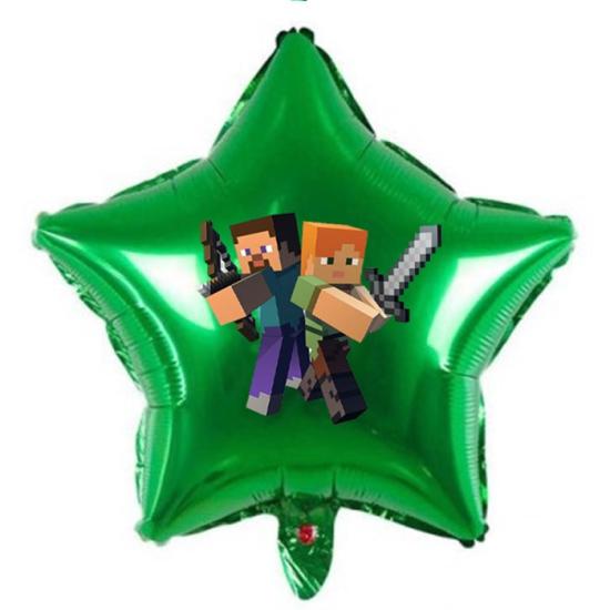 Minecraft Temalı Stickerlı Yıldız Folyo Balon