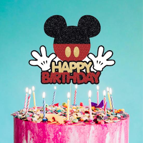 Mickey Mouse Konsepti Happy Birthday Pasta Süsü