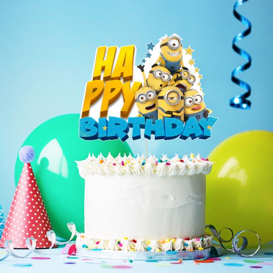 Minions Temalı Happy Birthday Pasta Süsü