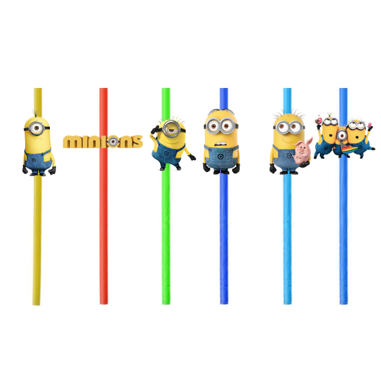 Minions Konseptli 6’lı Plastik Pipet
