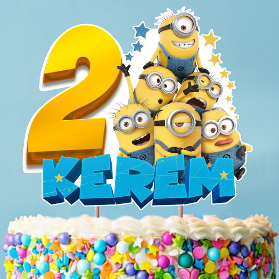 Kişiye Özel Minions Konseptli Pasta Süsü Seti