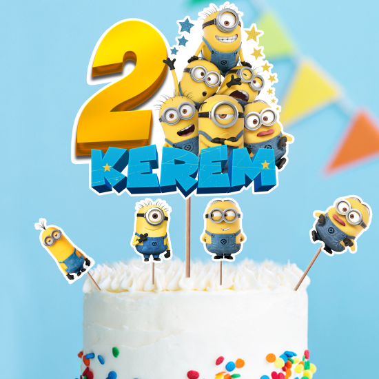 Kişiye Özel Minions Konseptli Pasta Süsü Seti
