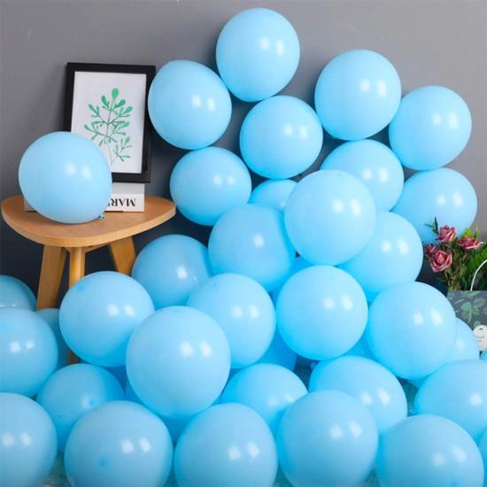 Soft Renk Mavi Temalı  Makaron Balon - 5 Adet