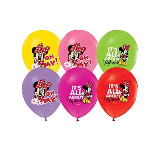 Minnie Mouse Doğum Günü konseptli Baskılı Balon - 5 Adet