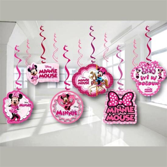 Minnie Mouse Doğum Günü konseptli Asma Süs Seti