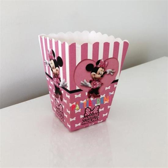 Minnie Mouse Doğum Günü konseptli Mısır Popcorn Kutusu - 5 Adet