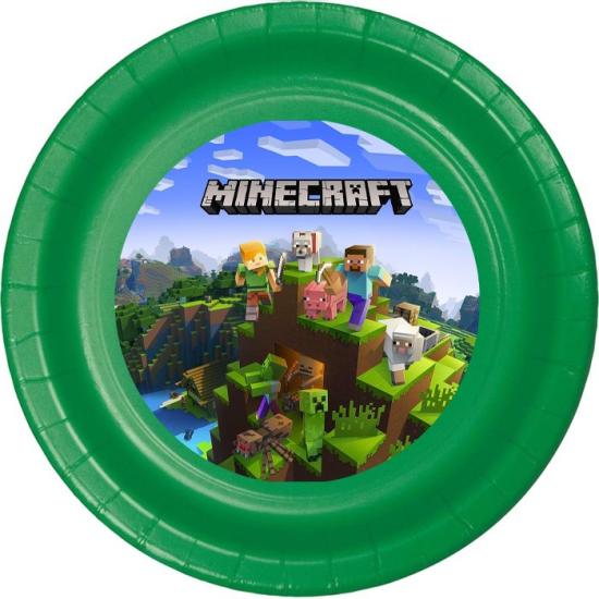 Minecraft Temalı Stickerlı Tabak 5 Adet