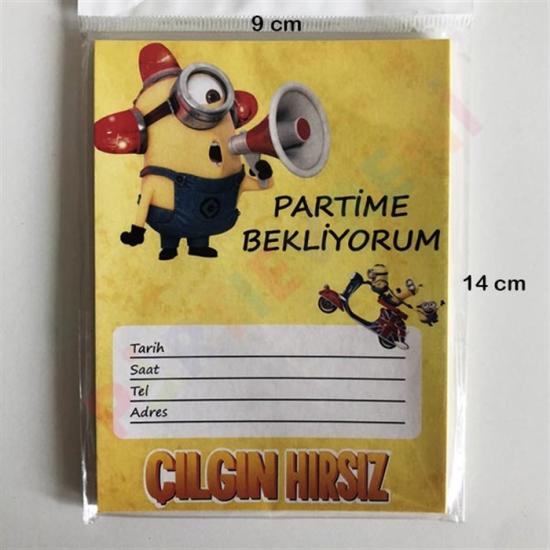 Minions Temalı Doğum Günü Temalı Davetiye-10 Adet