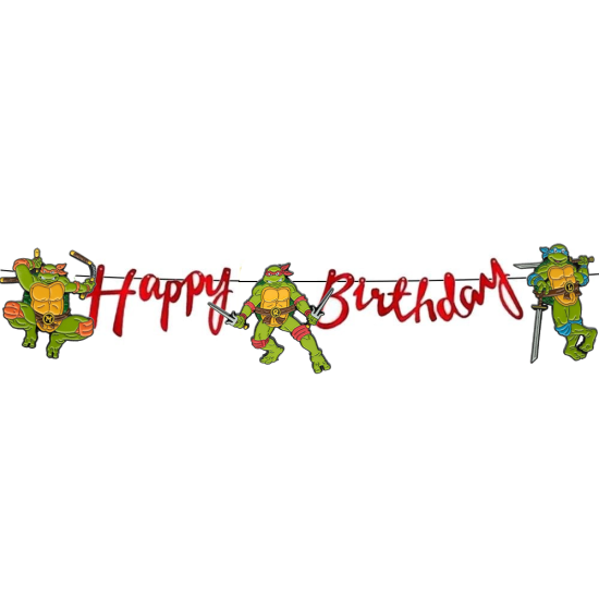 Ninja Turtles Konseptli Happy Birthday Banner