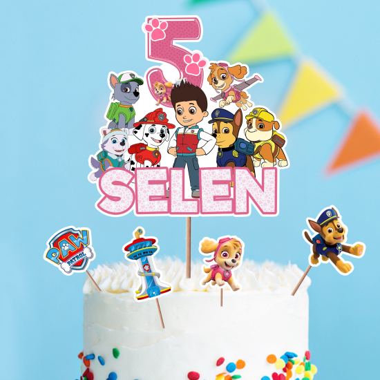 Kişiye Özel Paw Patrol Konseptli Pasta Süsü Seti