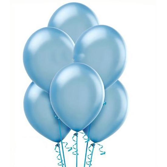 Baskısız Lateks Balon Açık Mavi Metalik  - 5 Adet