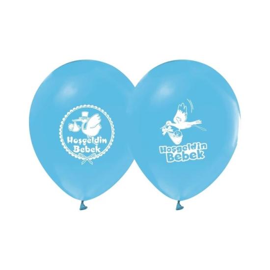 Mavi Hoşgeldin Bebek Baskılı Balon 5’li