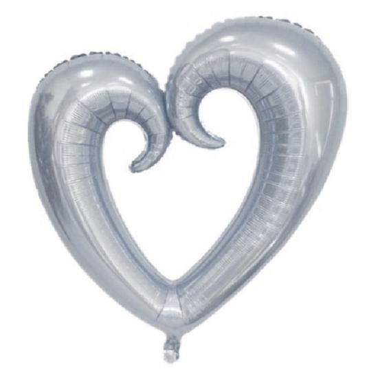Kalp Gümüş Folyo Balon 100 x 108 cm
