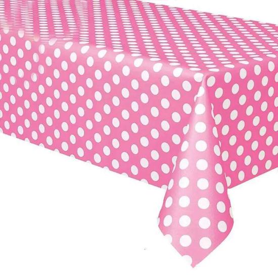 Pembe Beyaz Puantiyeli Masa Örtüsü