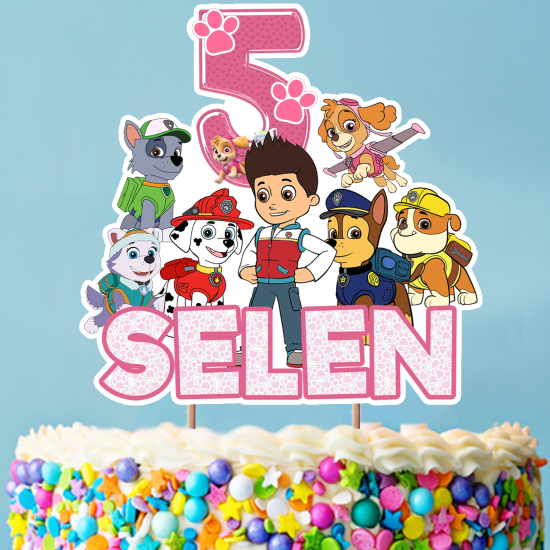 Kişiye Özel Paw Patrol Konseptli Pasta Süsü Seti