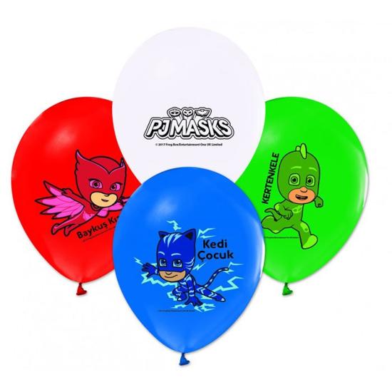 PJ Masks Pijamaskeliler Temalı Doğum Günü Baskılı Lateks Balon - 5 Adet