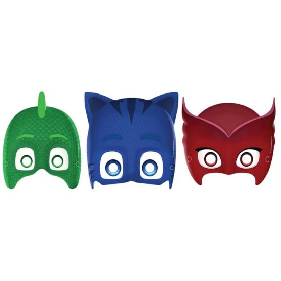 Pj Masks Pijamaskeliler Doğum Günü konseptli Kağıt Maske - 6 Adet