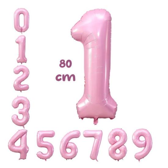 Rakam Makaron Pembe Folyo Balon 80 cm