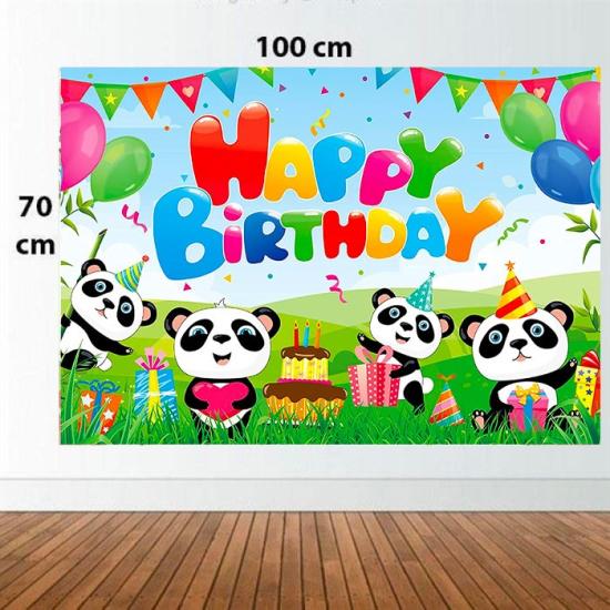 Panda Temalı Doğum Günü Branda Afişi 3