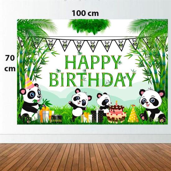 Panda Temalı Doğum Günü Branda Afişi