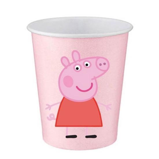 Peppa Pig Temalı Sticker Pembe Bardak - 8 Adet