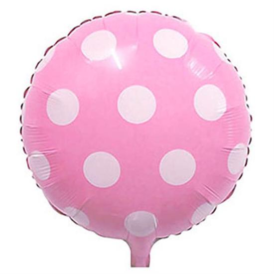 Pembe Puantiyeli Yuvarlak Folyo Balon