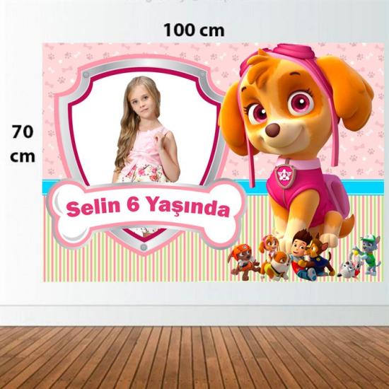 Kişiye Özel Paw Patrol Pink Doğum Günü Afişi