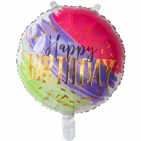 Renkli Happy Birthday Folyo Balon