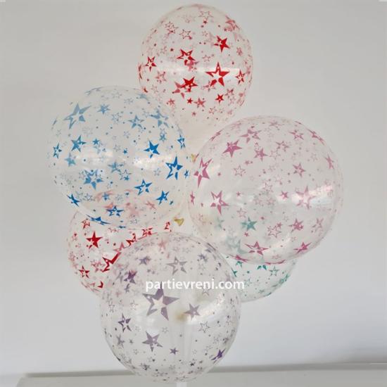 Renkli Yıldızlar Baskılı Şeffaf Balon 5’li