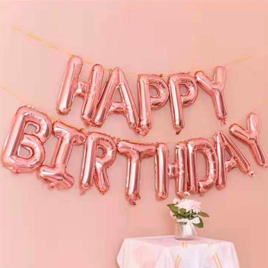 Rose Happy Birthday Yazılı Folyo Balon Seti
