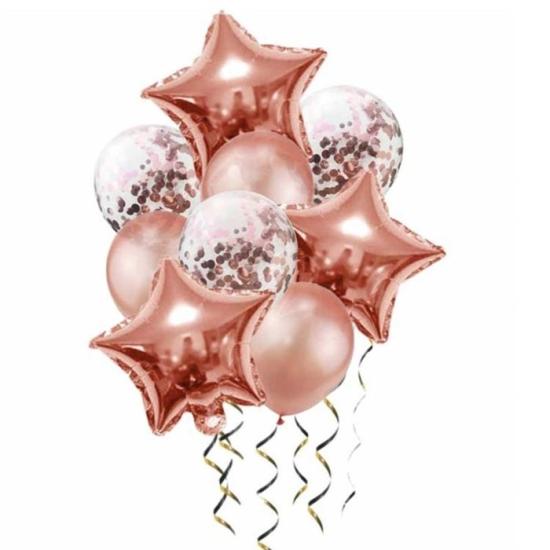 Yıldızlı Rose Gold Balon Seti