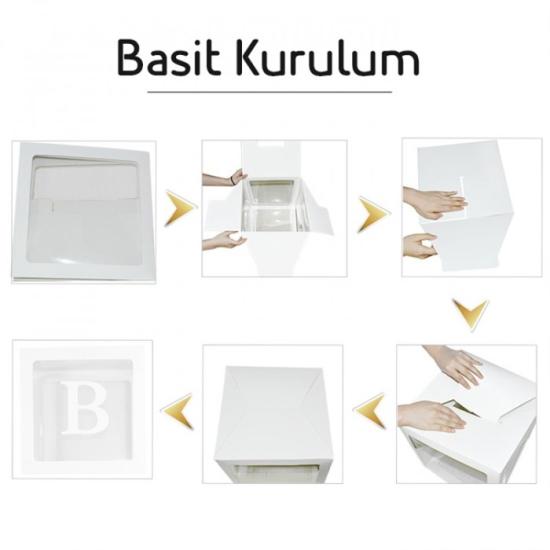 Beyaz Şeffaf Kutu ve Harf 25 cm