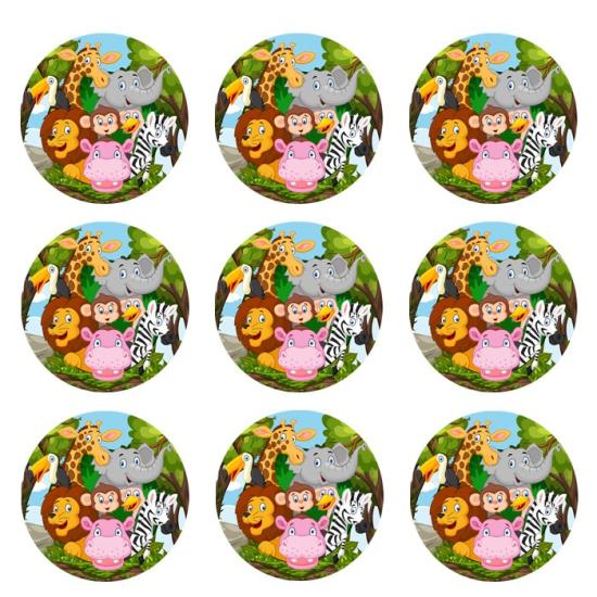 Safari Sevimli Hayvanlar Konseptli Sticker 10 Adet - 5 cm