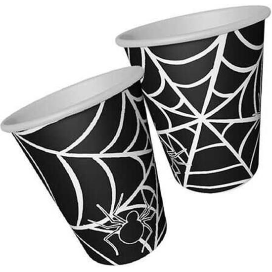 Halloween Temalı Örümcek Sekizgen Siyah Bardak