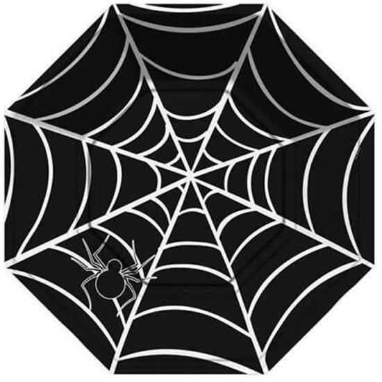 Halloween Temalı Örümcek Sekizgen Siyah Tabak
