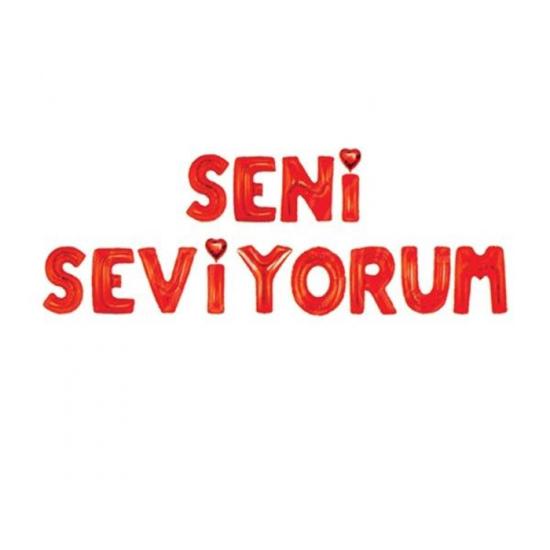 Kırmızı Seni Seviyorum Yazılı Folyo Balon