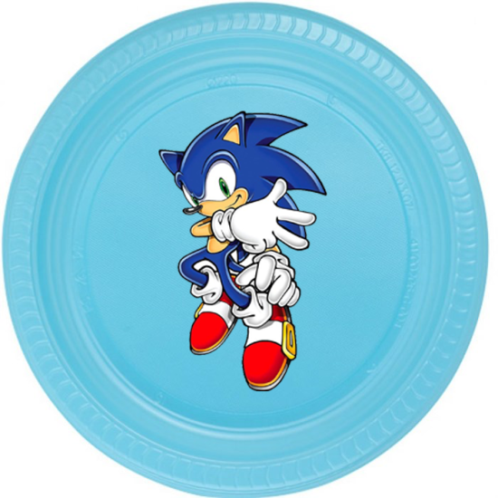 Sonic Temalı Özel Kesim Stickerlı Tabak - 5 Adet