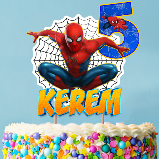 Kişiye Özel Spiderman Konseptli Pasta Süsü Seti