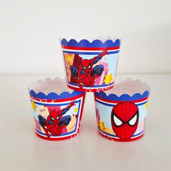 Spiderman Konseptli Cupcake Kapsülü 10 Adet