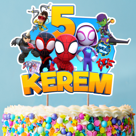 Kişiye Özel Spidey Konseptli Pasta Süsü Seti