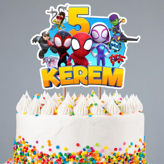 Kişiye Özel Spidey Konseptli Pasta Süsü Seti